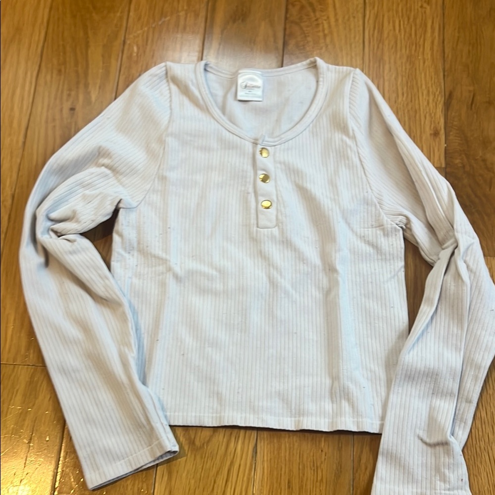 Long Sleeve Ribbed Kids Tee - White